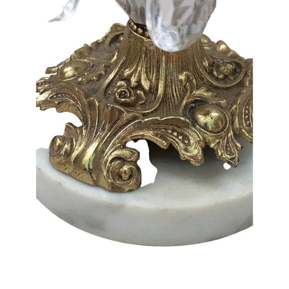 Vintage Bohemian Crystal Glass Brass Marble Table Lamp - Picture 2 of 5
